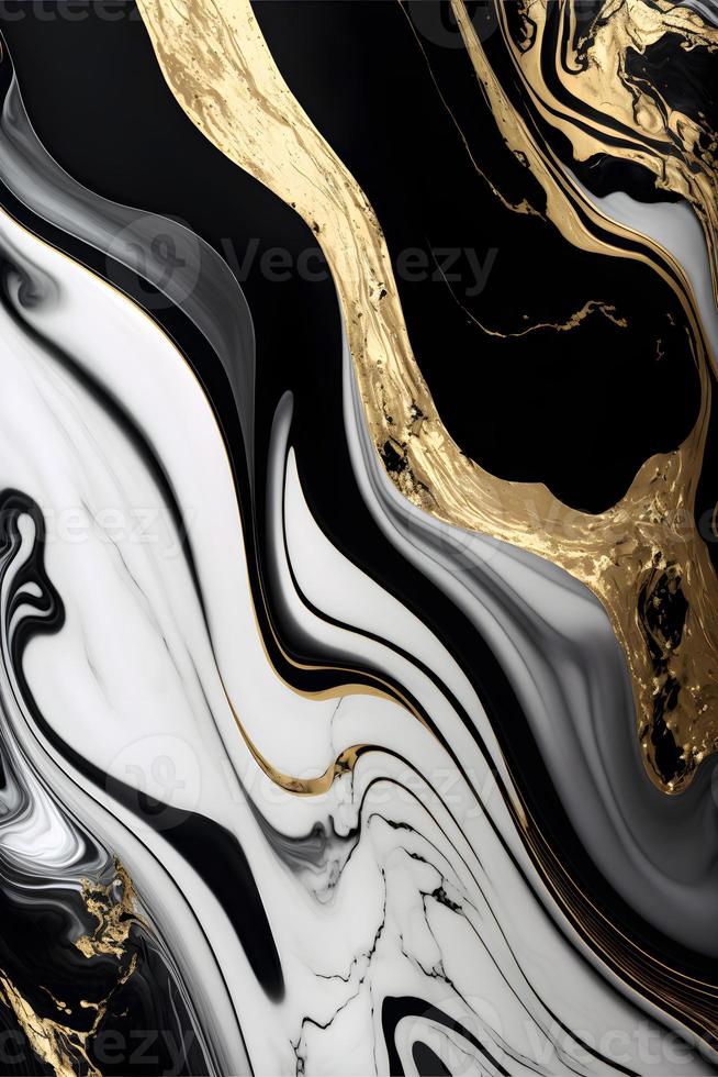 Elegant black, white, and gold marble background texture for use in design projects photo