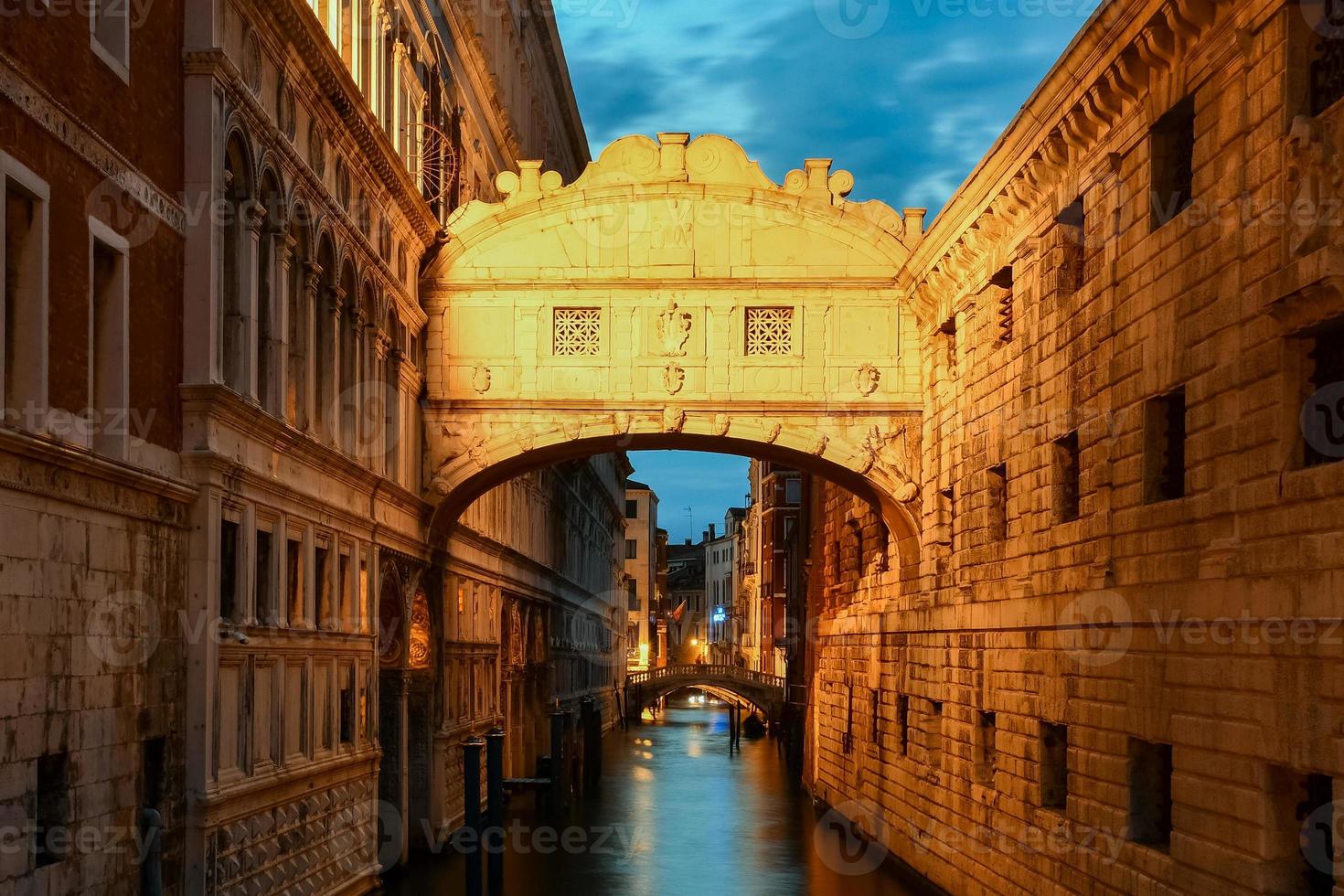 Bridge of Sighs or Ponte dei Sospiri at dusk in Venice, Italy. photo