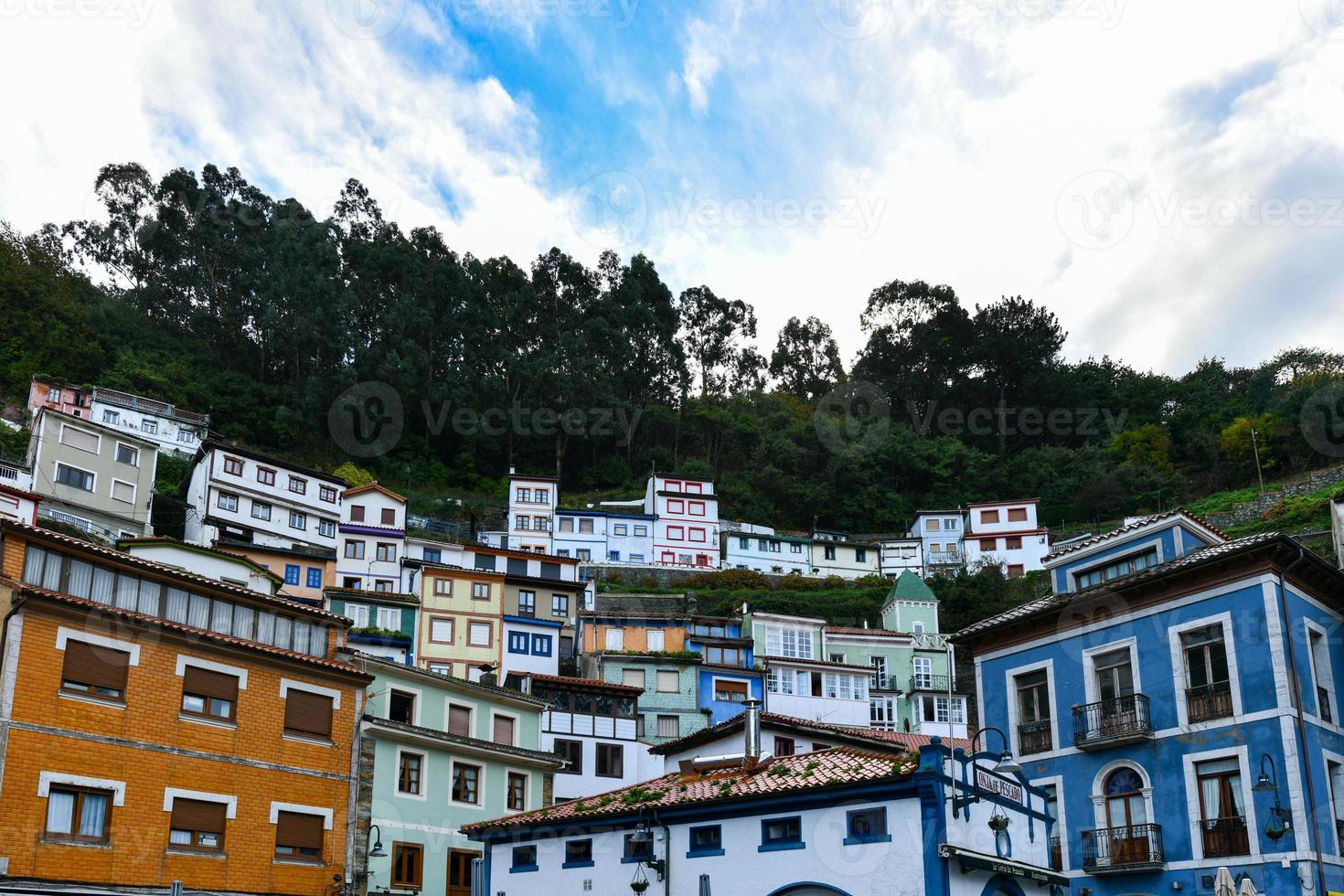 Panoramic view of the seaside village of Cudillero in northern Spain. photo