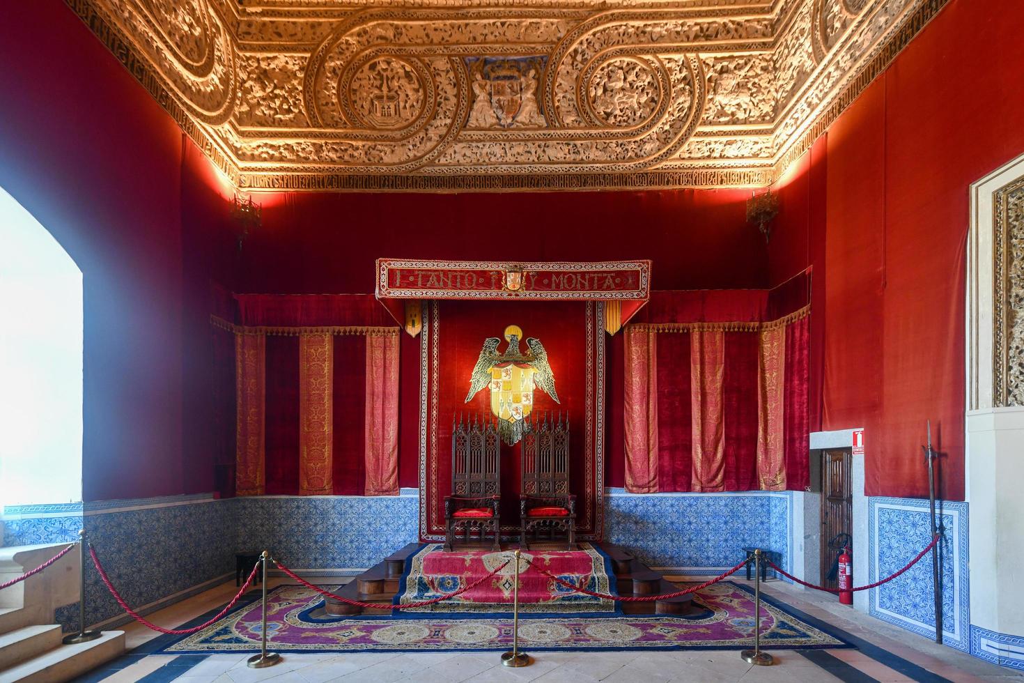 Segovia, Spain - Nov 27, 2021, Throne in Alcazar Castle in Segovia, Spain. It is a medieval castle located in the city of Segovia, in Castile and Leon, Spain. photo