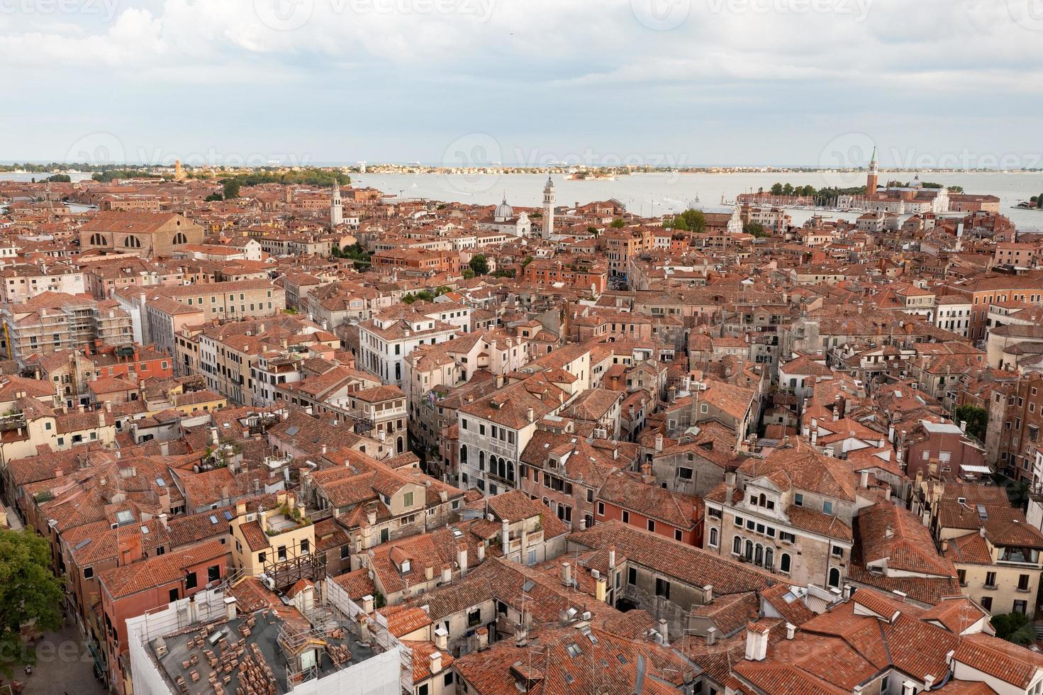Aerial view of the old Venitian roofs in Venice, Italy. photo