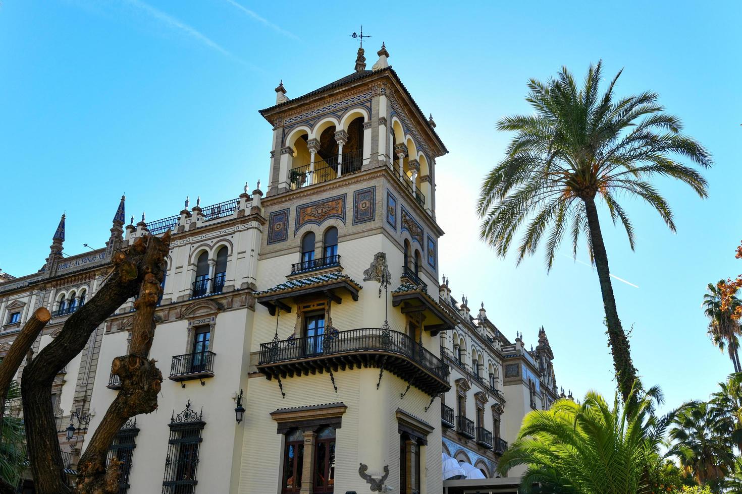 Seville, Spain - Dec 6, 2021, Commissioned by the King of Spain to play host to international dignitaries during the 1929 Exhibition, Hotel Alfonso XIII remains an iconic cultural landmark. photo