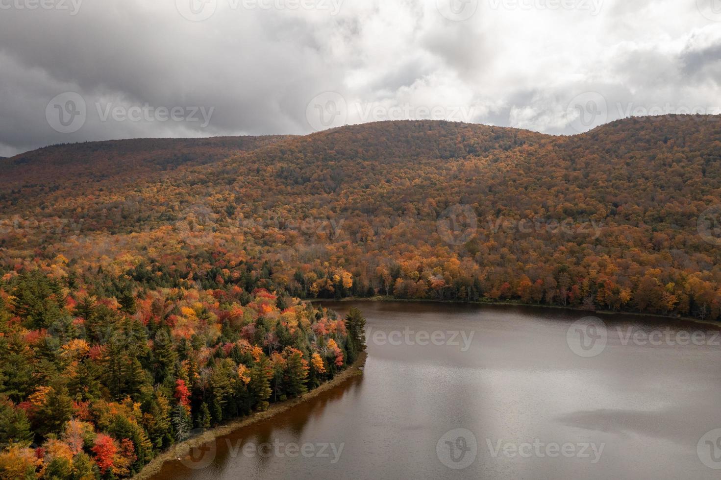Colgate Lake in Upstate New York during peak fall foliage season