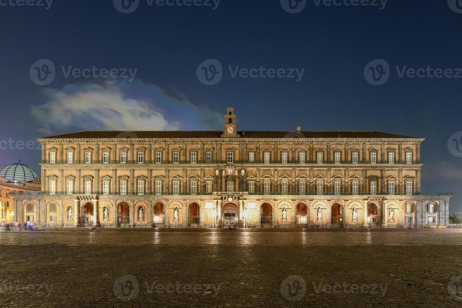 Royal Palace of Naples in Italy at night from the Piazza del Plebiscito. photo