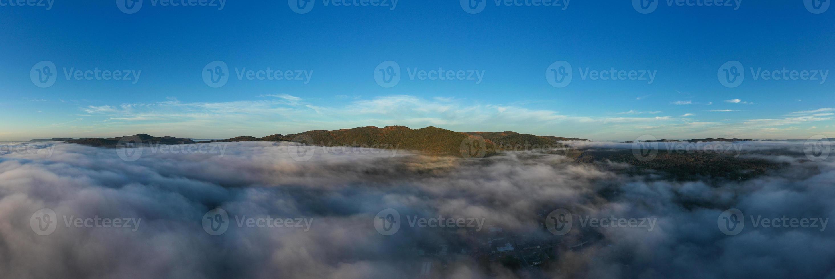 Panoramic view of the bay in Lake George, New York at dawn. photo