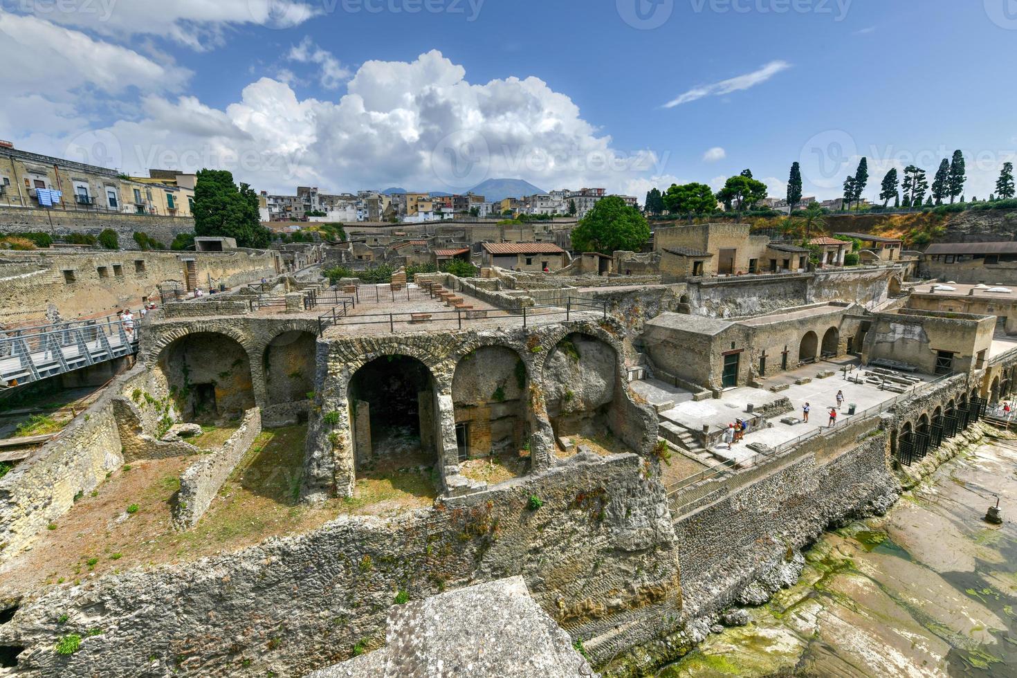 Ruins of an ancient city destroyed by the eruption of the volcano Vesuvius in 79 AD near Naples, Archaeological Park of Ercolano. photo