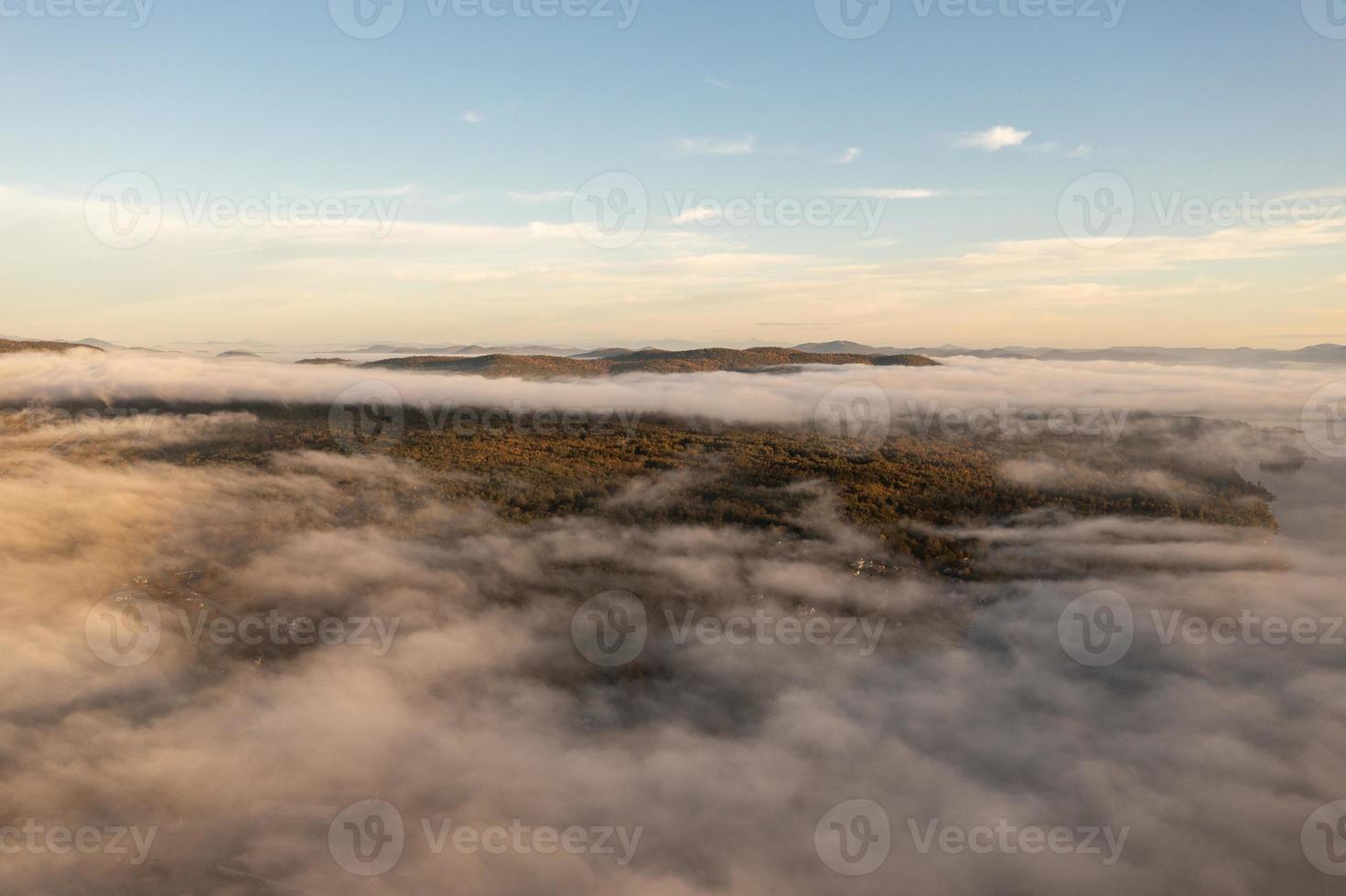 Panoramic view of the bay in Lake George, New York at dawn. photo