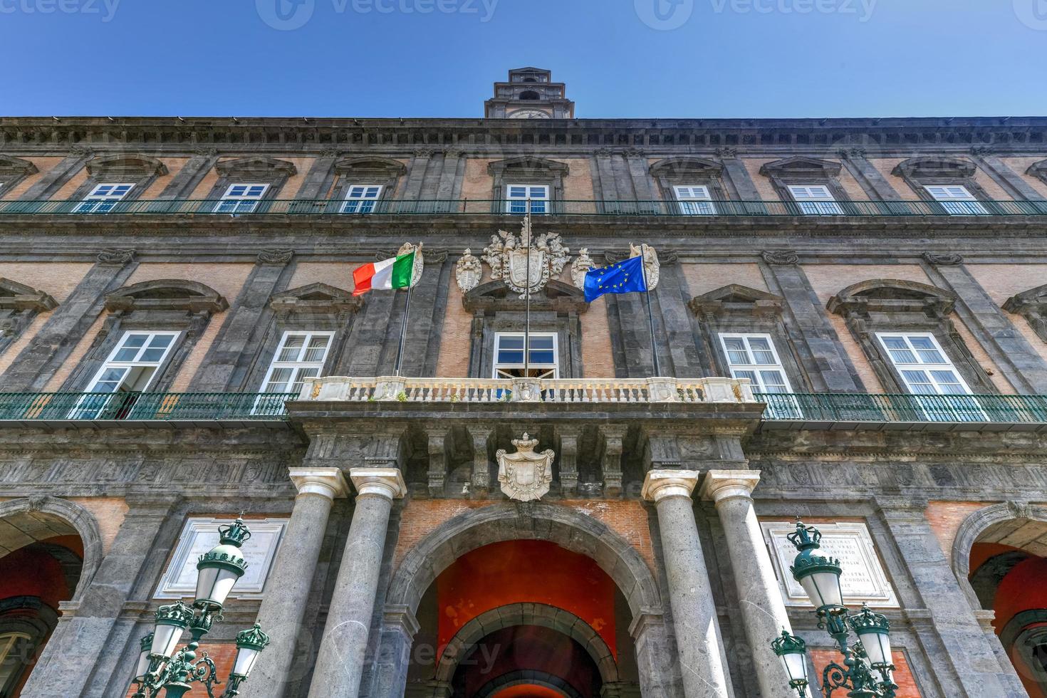 Exterior facade of the Royal Palace of Naples in Italy. photo