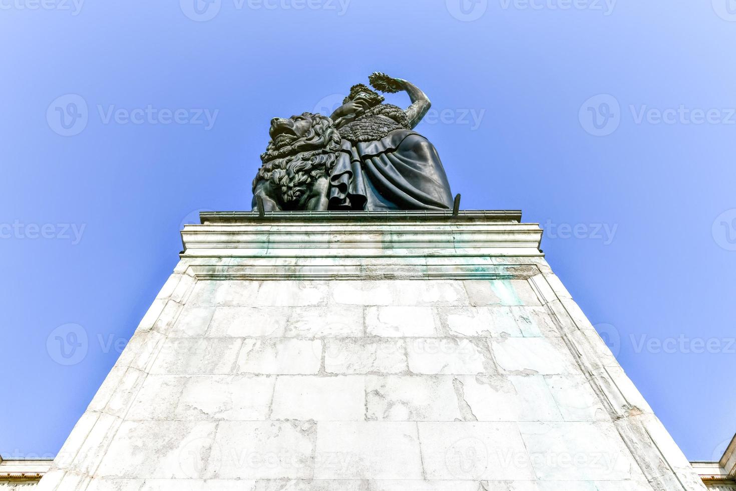 Bavaria Statue and Ruhmeshalle  Hall of Fame  in Munich, Germany, Theresienwiese. The statue was built in 1850. photo