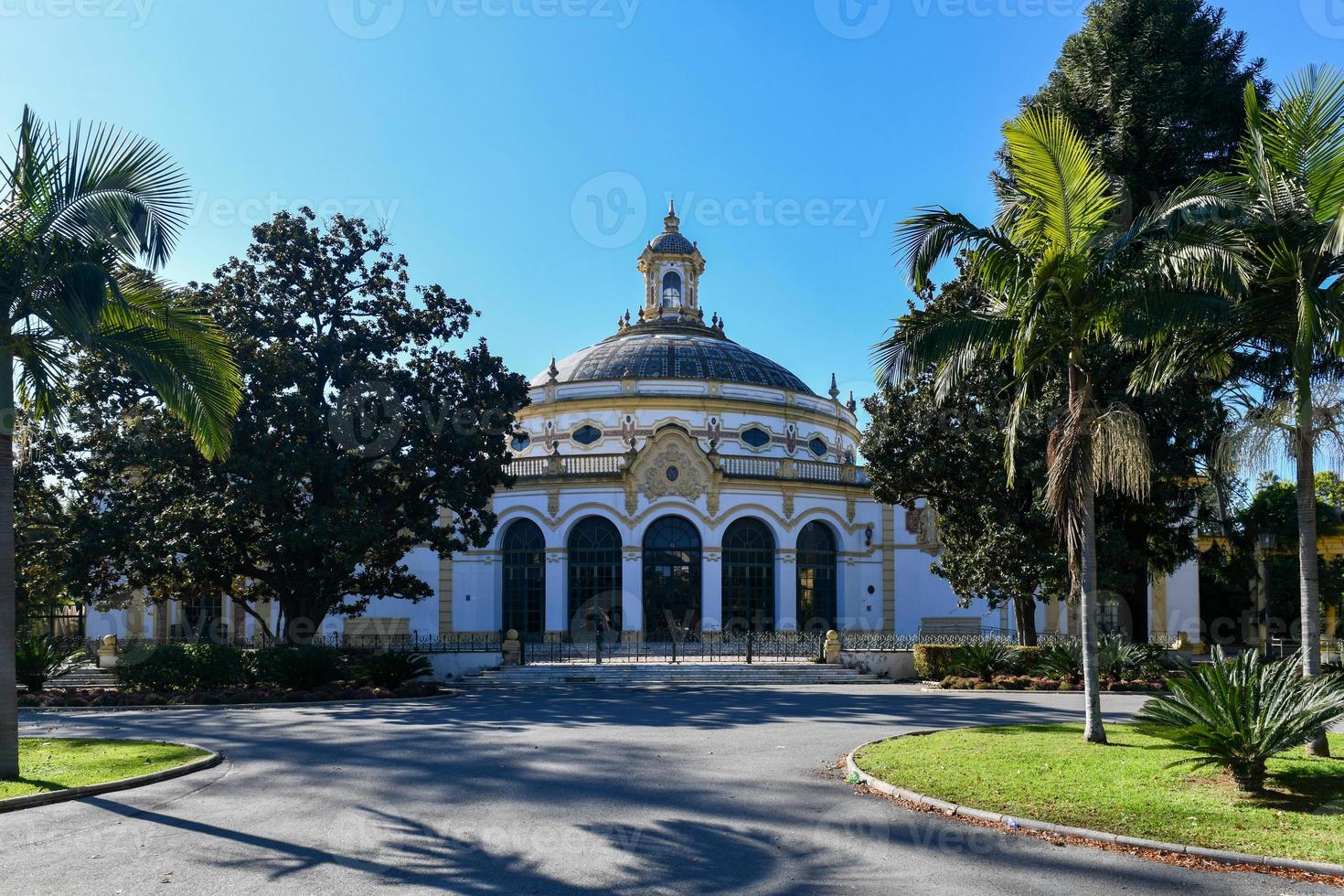 Seville, Spain - Dec 7, 2021, Lope the Vega Theater  Teatro Lope de Vega  and Exhibition Casino near Parque de Maria Luisa in Seville, Spain. photo