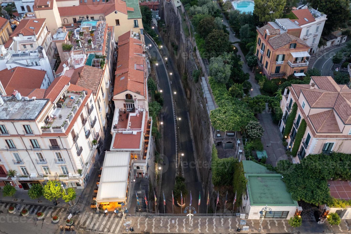 Aerial view of the cliffs of Sorrento, Italy on an summer day. photo