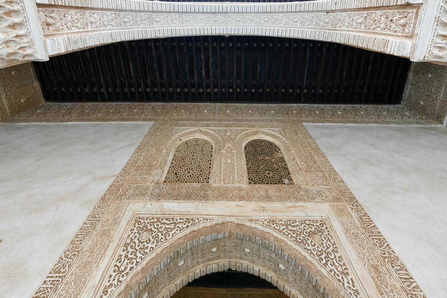 Granada, Spain - Nov 29, 2021, Intricate details of the Alhambra in Granada, Spain in Andalucia. photo