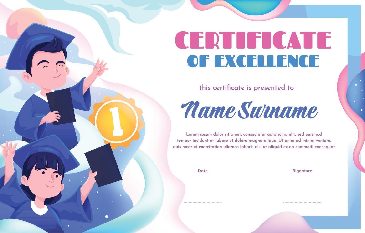 Children Graduation Certificate Template vector