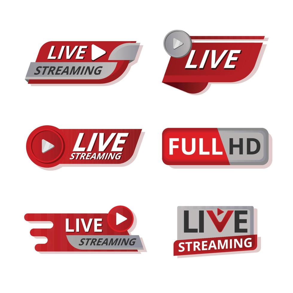 Set of Live Streaming Badge vector