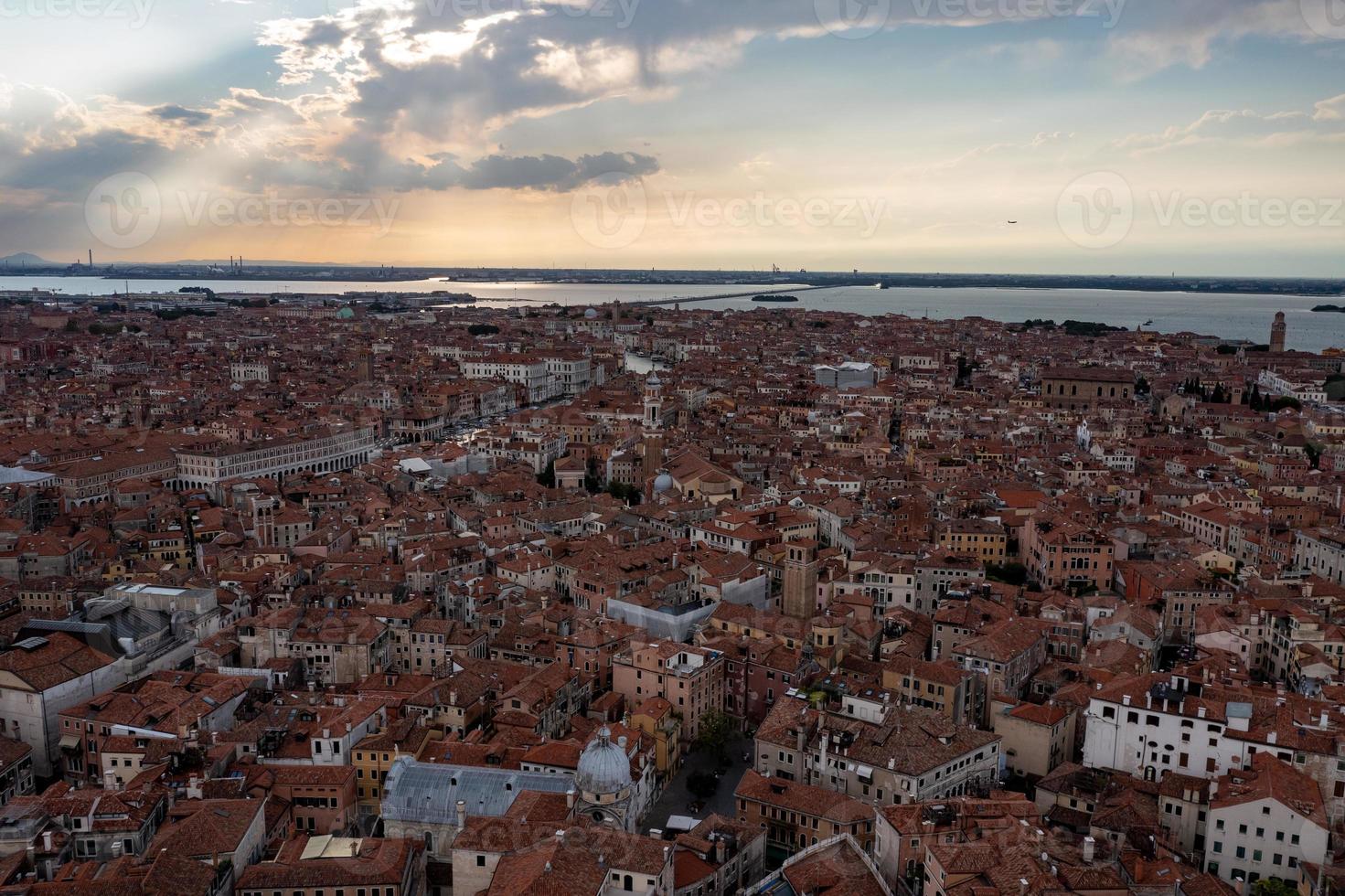 Aerial view of the old Venitian roofs in Venice, Italy. photo