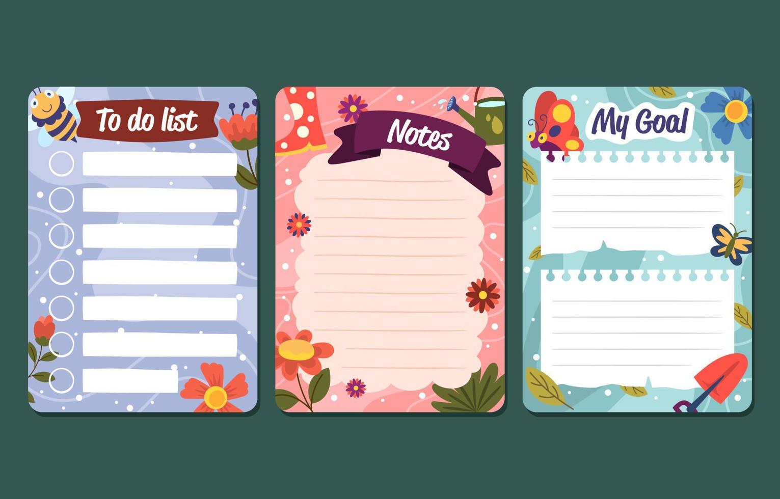 Spring Floral and Insect Journal Template vector