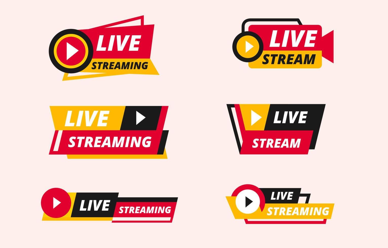 Live Streaming Badge and Label Set vector