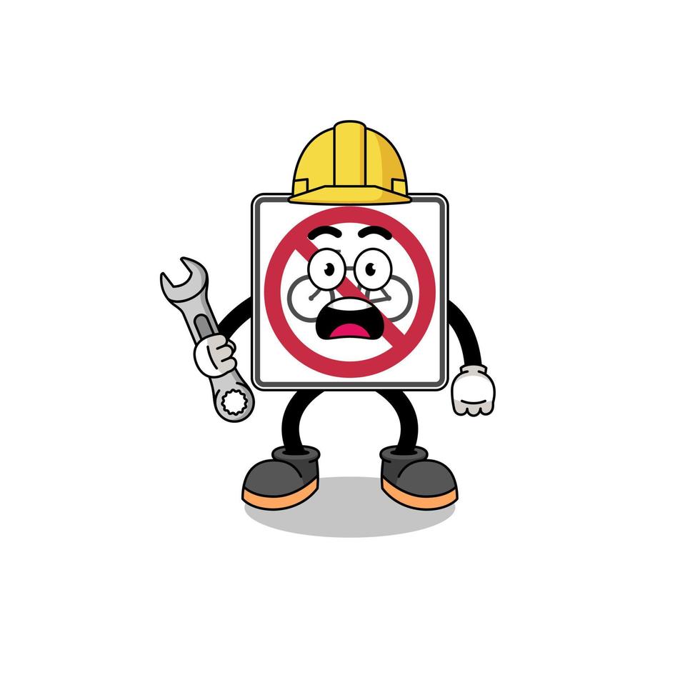 Character Illustration of no bicycles road sign with 404 error vector