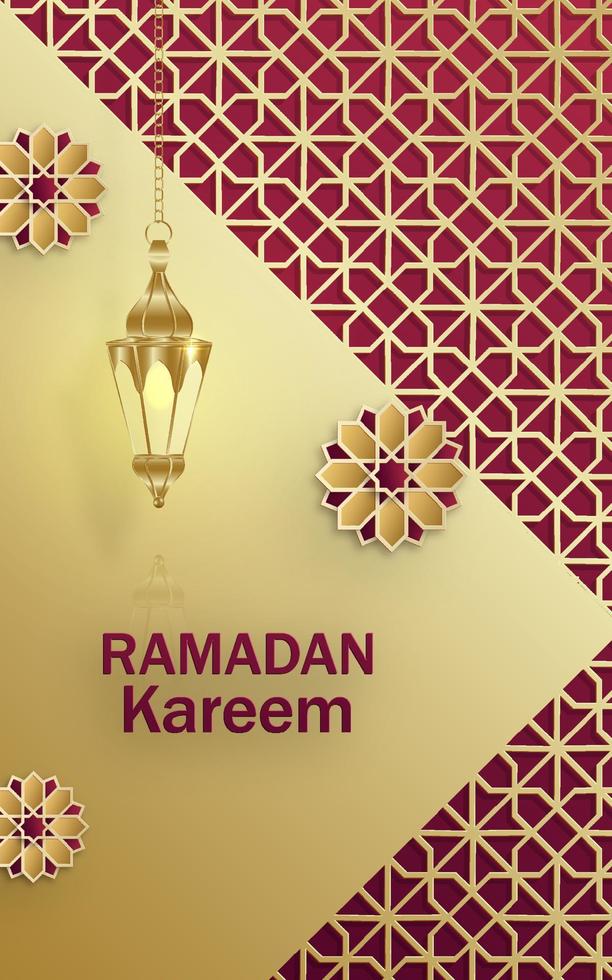 Ramadan Kareem design on Islamic background vector