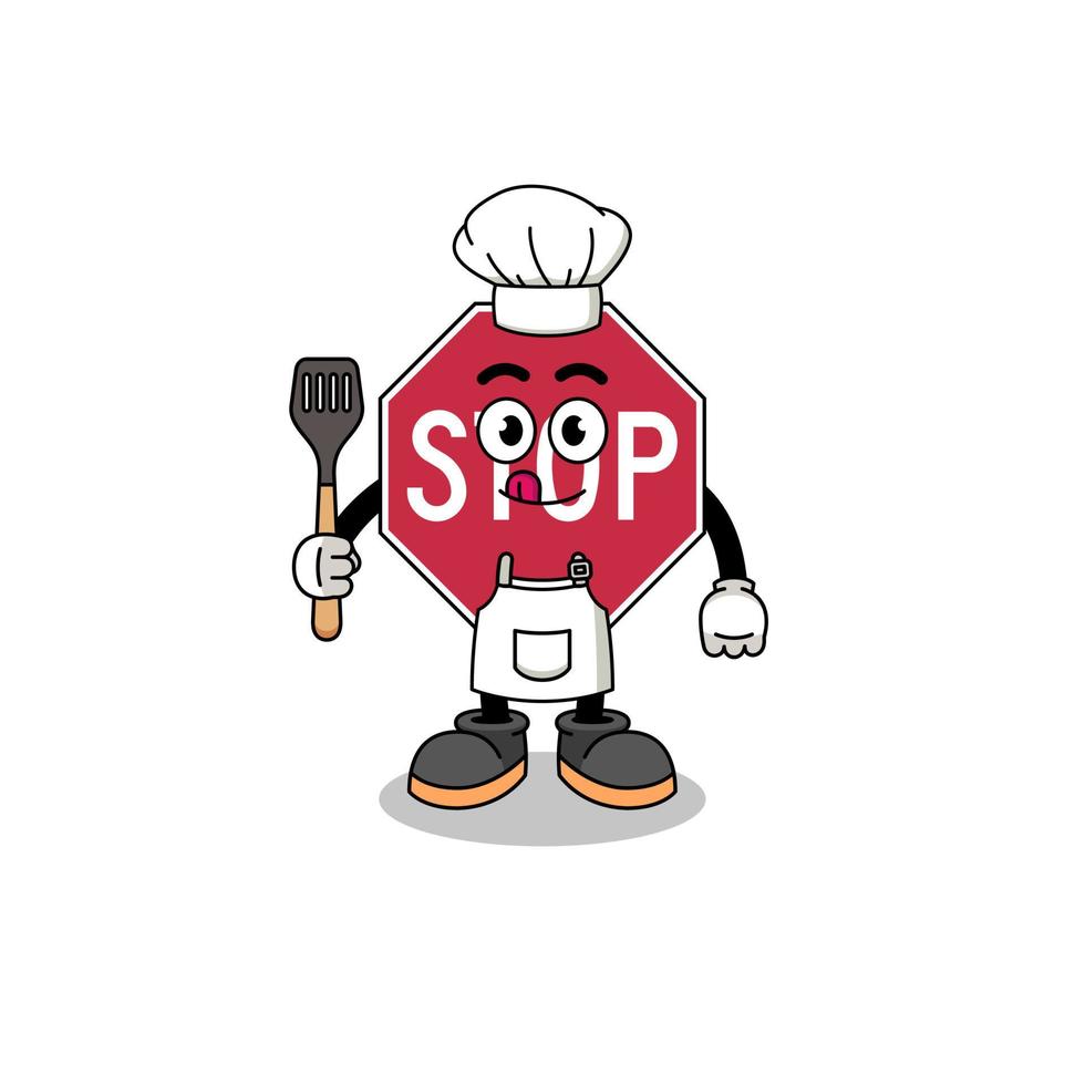 Mascot Illustration of stop road sign chef vector