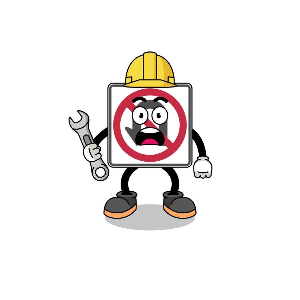Character Illustration of no U turn road sign with 404 error vector
