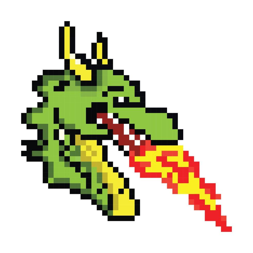 Pixel art flying dragon, dragon pixel illustration, Vector cartoon monster pixel design