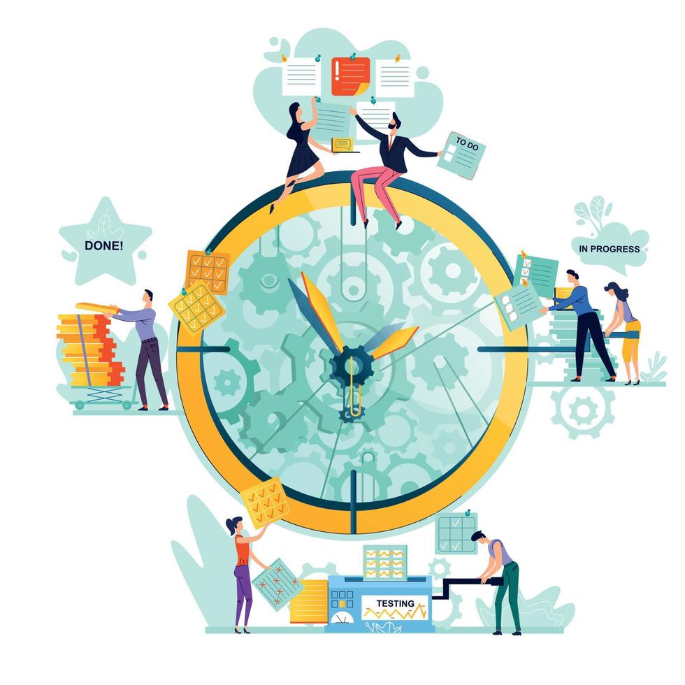Deadline, time management business concept vector