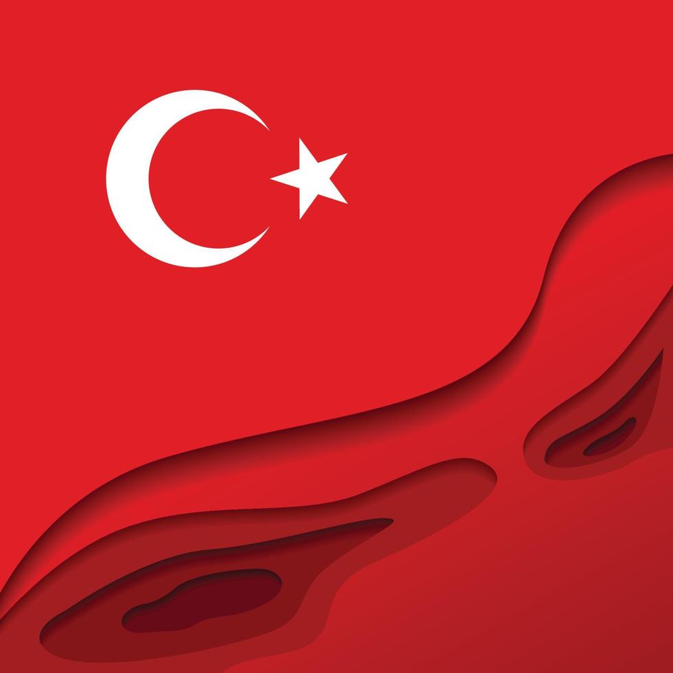 national flag of turkey paper cut effect  background vector illustration