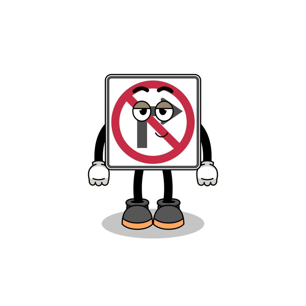 no right turn road sign cartoon couple with shy pose vector