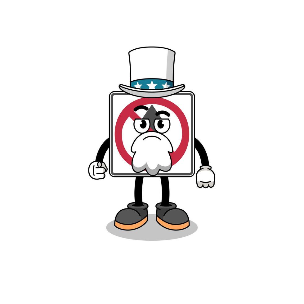 Illustration of no thru movement road sign cartoon with i want you gesture vector