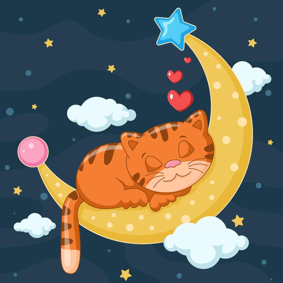 linda gato dibujos animados dormido vector