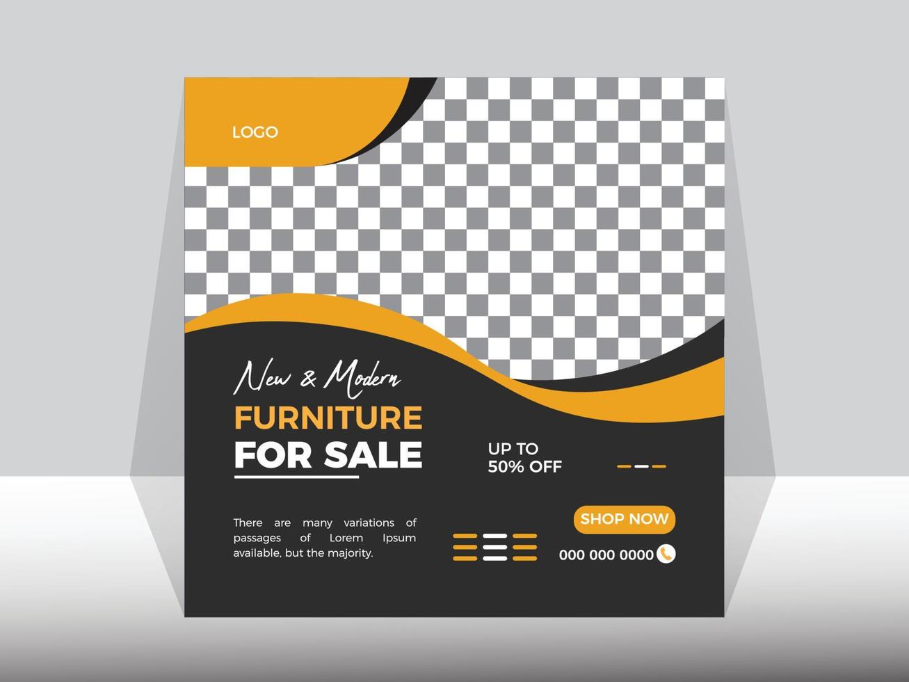 social media post template Modern furniture sale.New arrival sale square digital marketing. vector