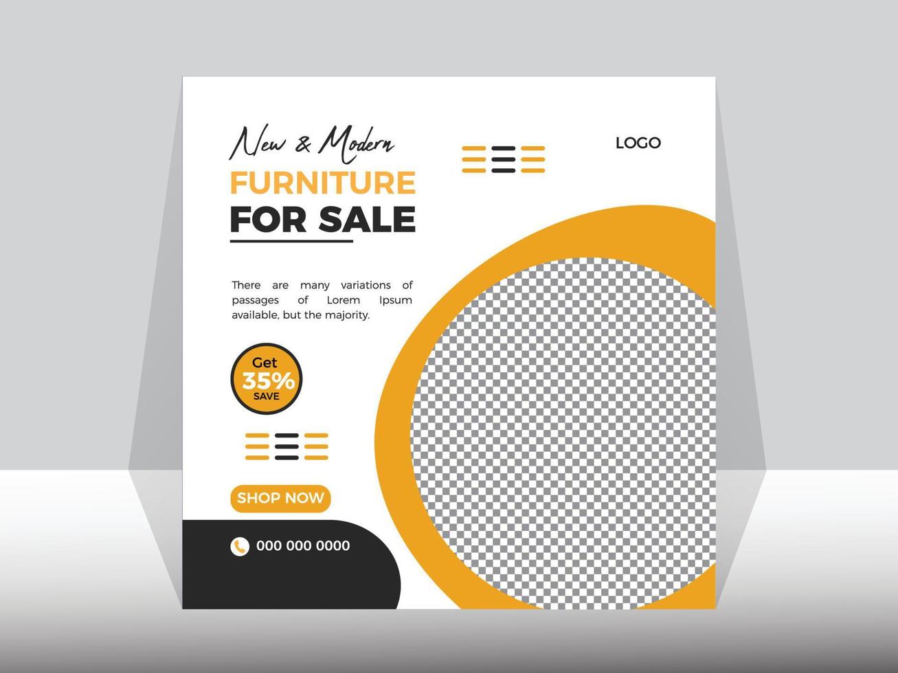 social media post template Modern furniture sale.New arrival sale square digital marketing. vector