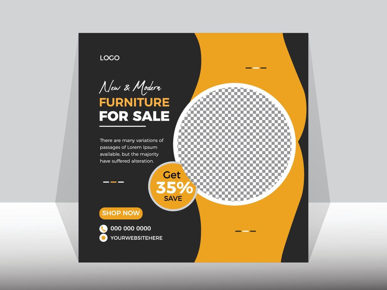 social media post template Modern furniture sale.New arrival sale square digital marketing. vector