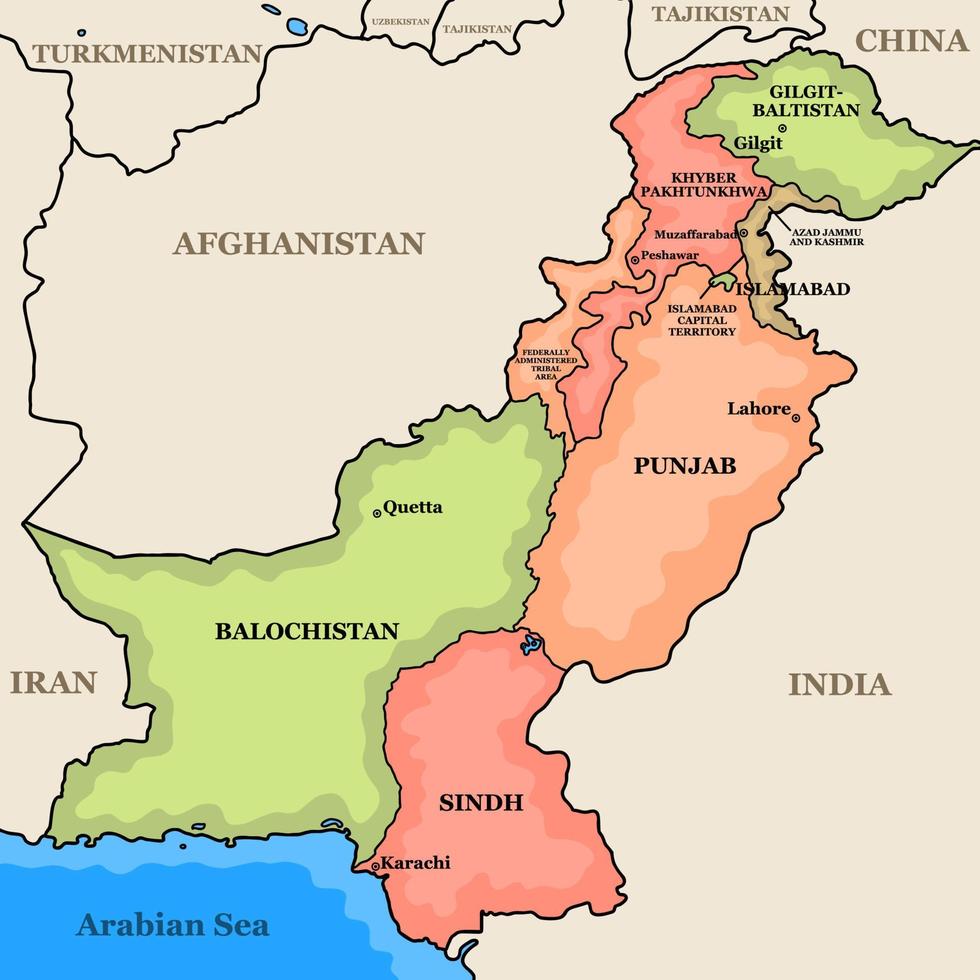 Pakistan Map Territory vector
