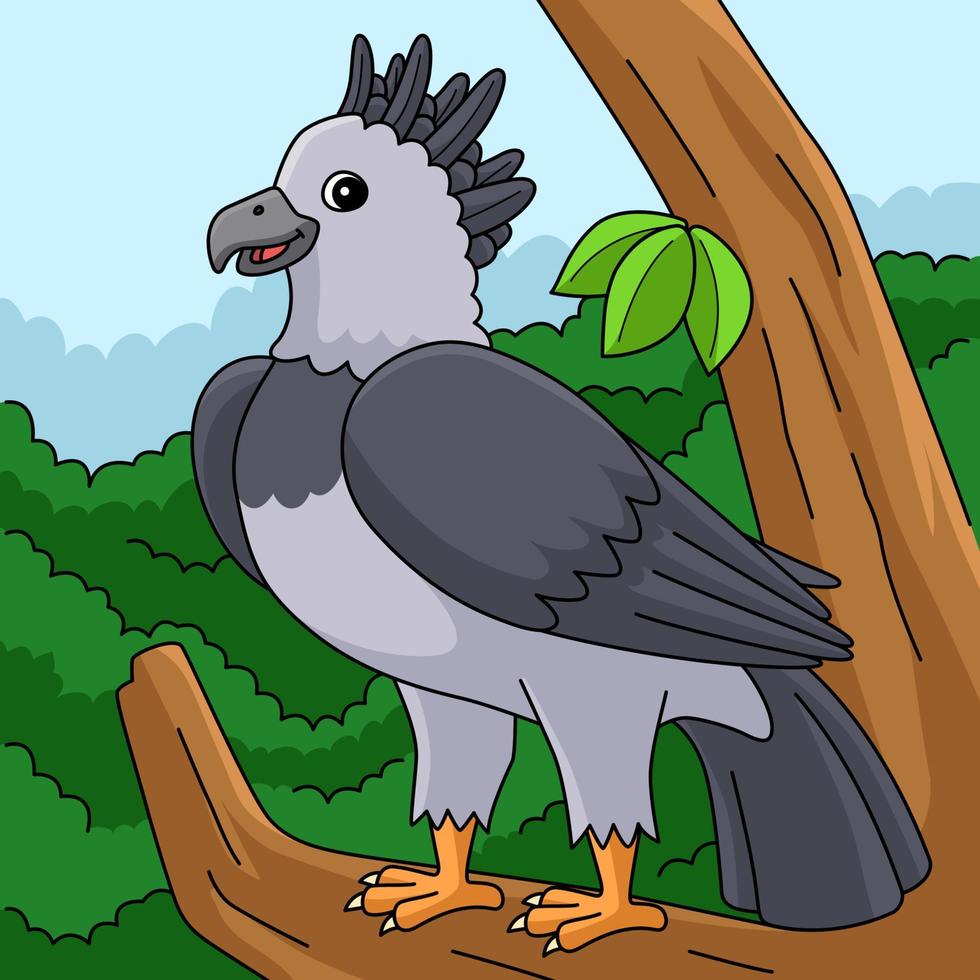 Harpy Eagle Animal Colored Cartoon Illustration vector