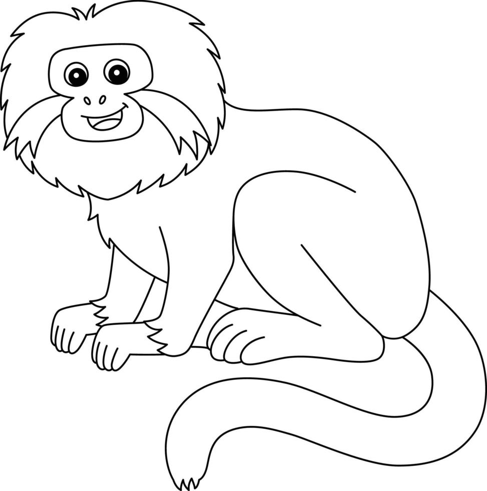 Tamarin Animal Isolated Coloring Page for Kids vector