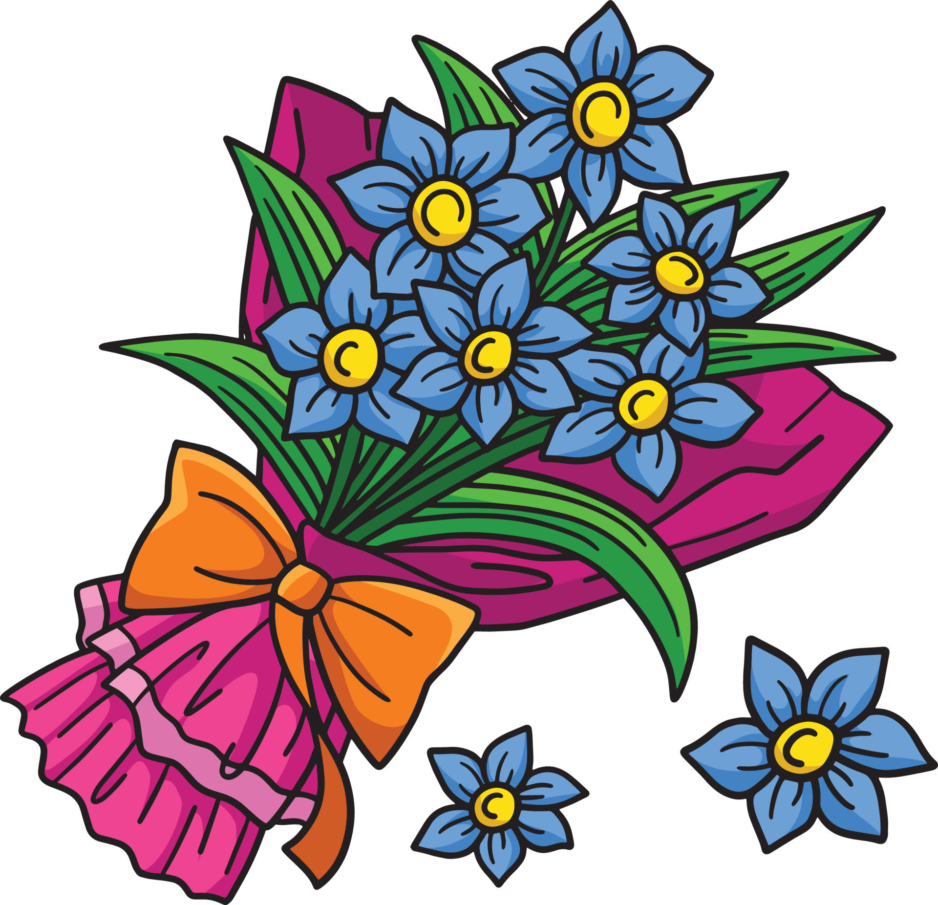 Spring Flower Bouquet Cartoon Colored Clipart 19977898 Vector Art at  Vecteezy