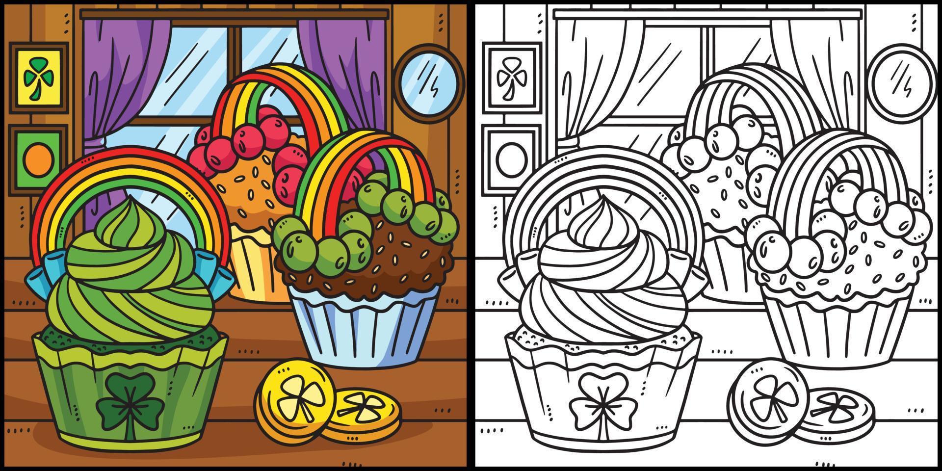 Saint Patricks Day Rainbow Cupcakes Illustration vector