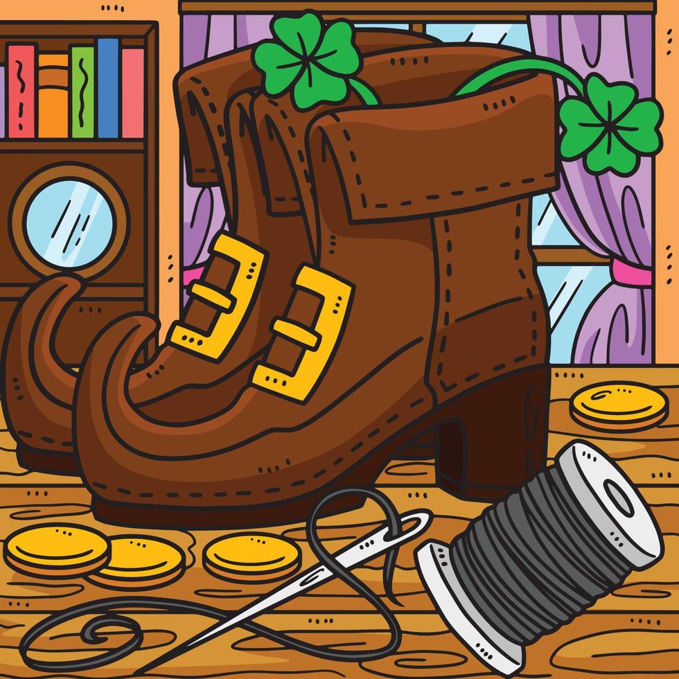 St. Patricks Day Leprechaun Shoes Colored Cartoon vector