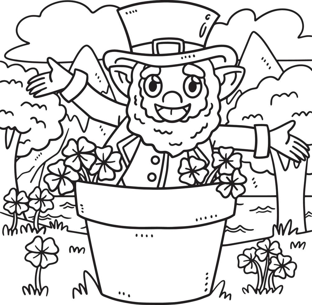 Saint Patricks Day Leprechaun Coloring Page vector