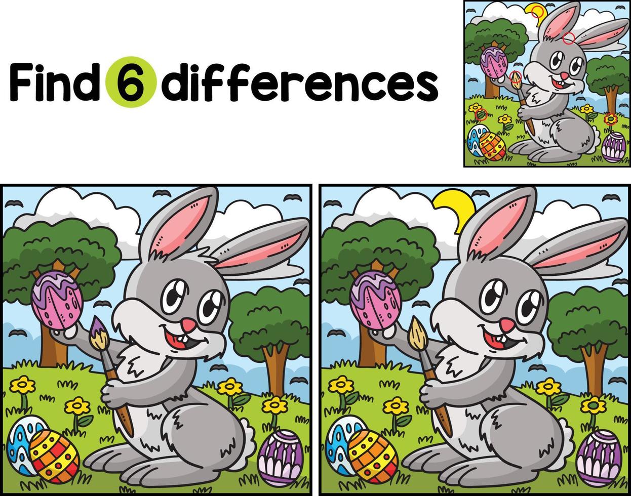 Bunny Painting Easter Egg Find The Differences vector