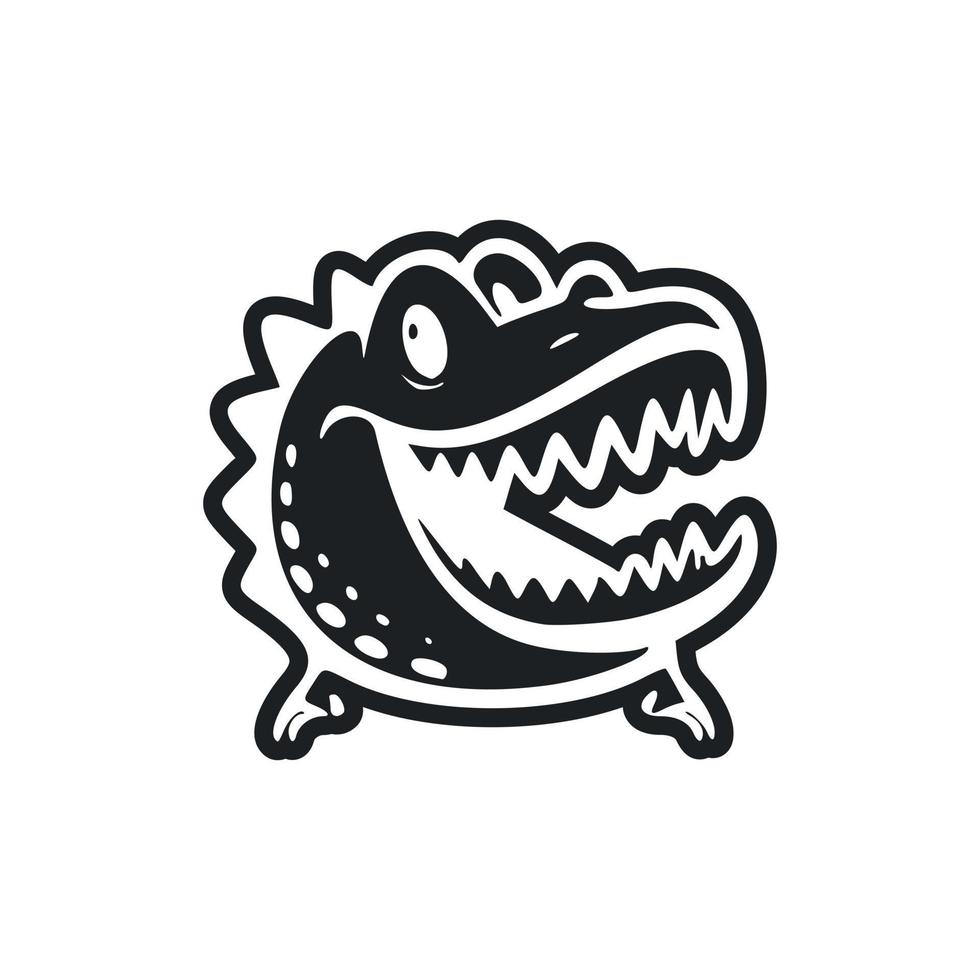 Black and white Uncomplicated logo with a charming Cheerful crocodile ...