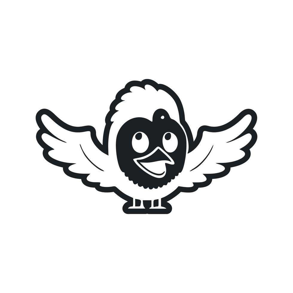Black and white basic logo with a charming and cute eagle. vector