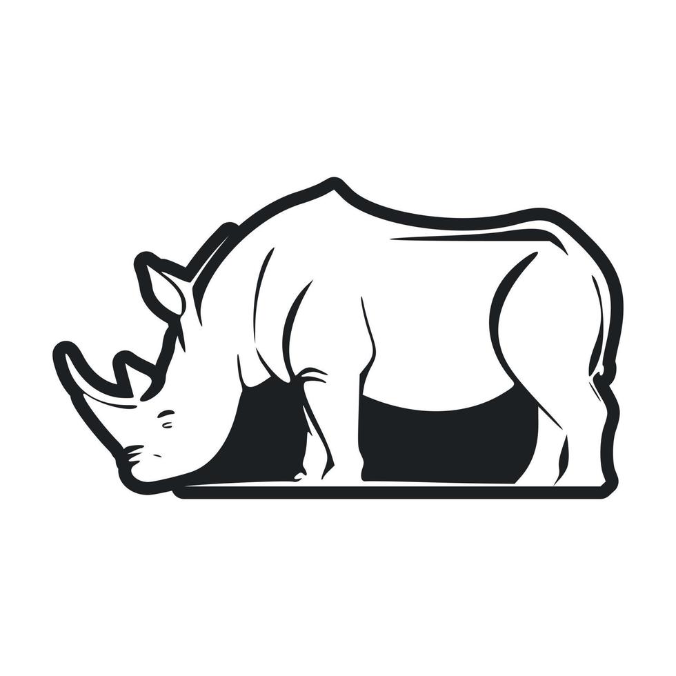 negro y blanco ligero logo con dulce rinoceronte vector