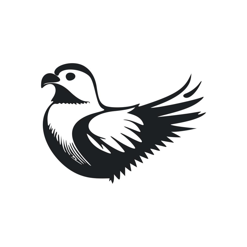Black and white Simple logo with Sweet and cute eagle. vector