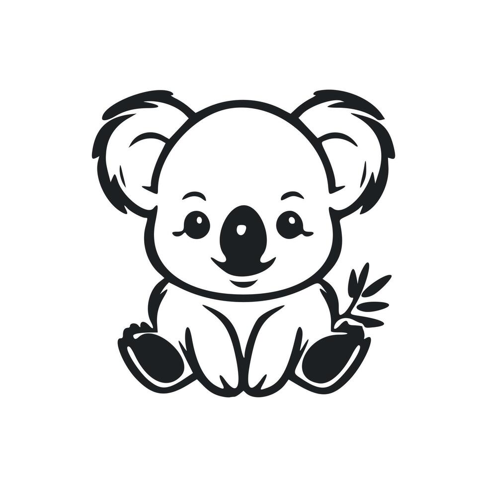 Black and white Simple logo with a charming and cute koala. 19978114