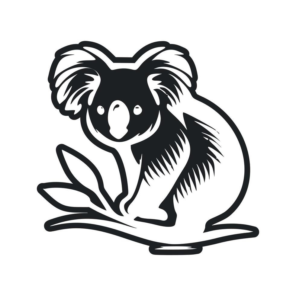 Black white basic logo with adorable koala vector