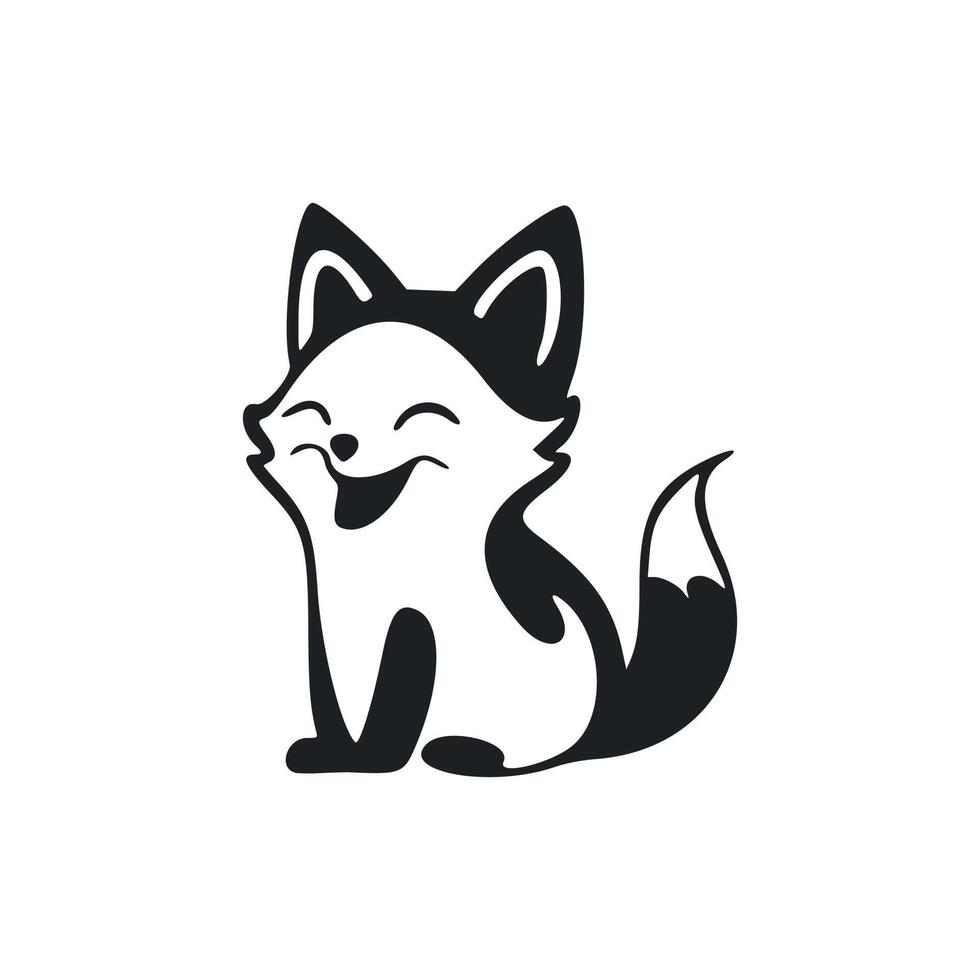 Black and white light logo with cute cheerful pony. vector