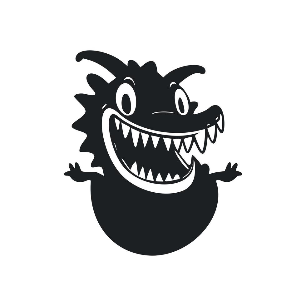 negro y blanco ligero logo con un adorable alegre cocodrilo. vector